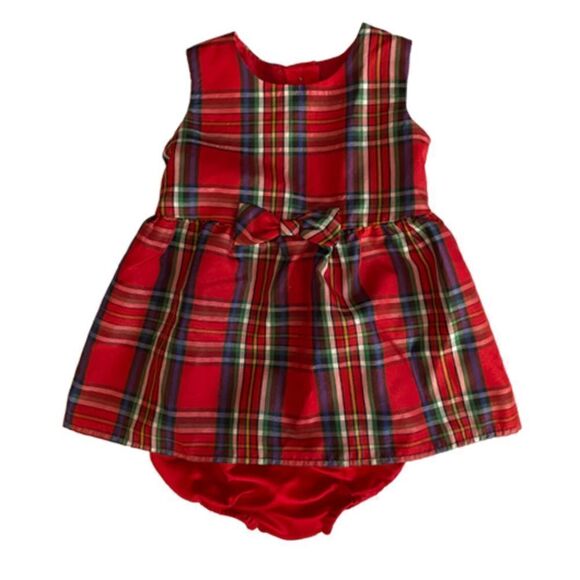 Wonder Nation Red Plaid Holiday Christmas Dress Size 0-3 Months - Picture 1 of 6